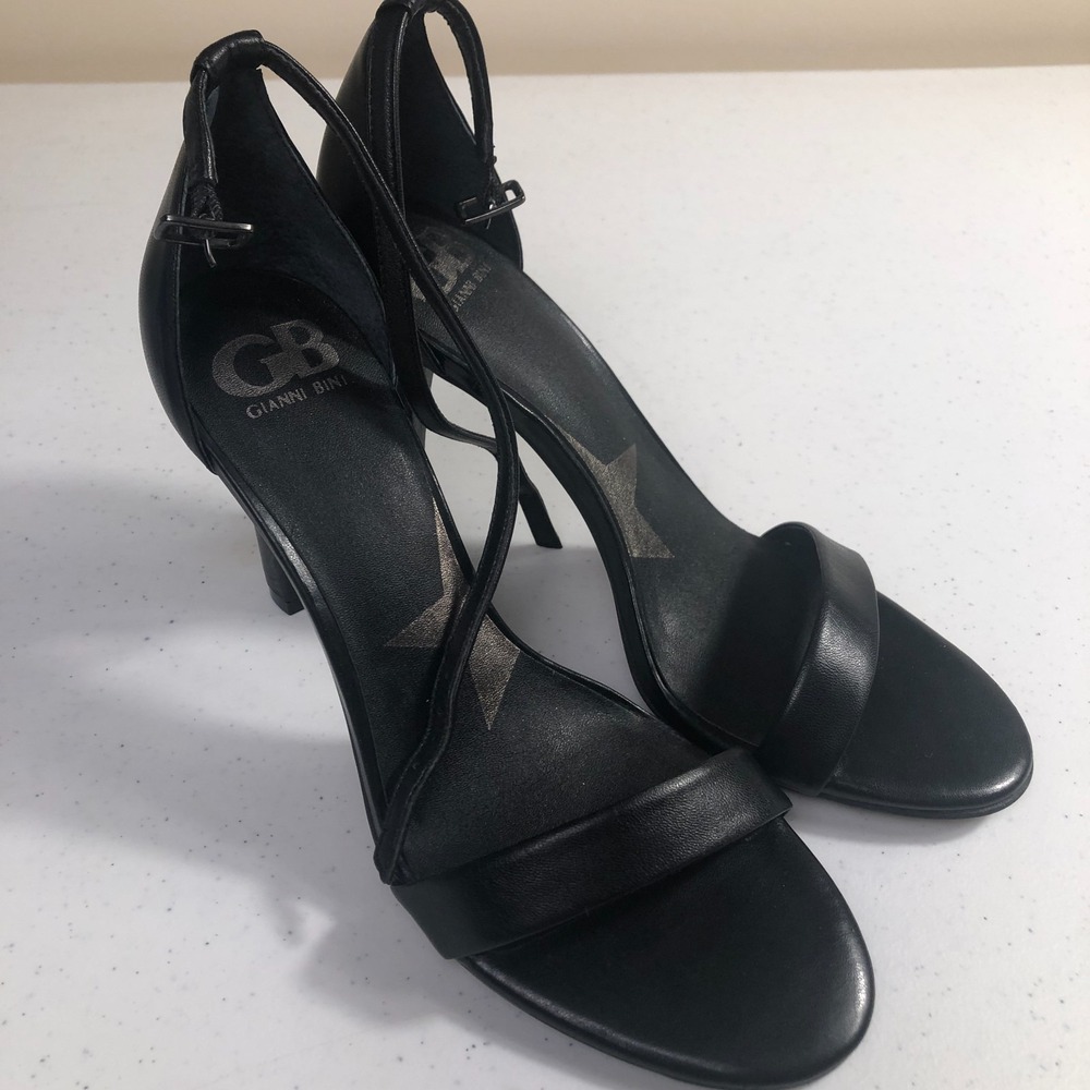 Gianni Bini Womens 9.5M Sexy Black Strappy High Heel Open‎ Toe Sandals HOCO Glam